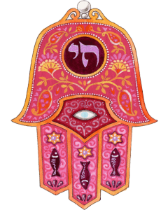 Caspi Acrylic Car Mezuzah - Hamsa (Chai)