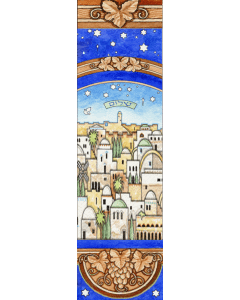 Caspi Acrylic Car Mezuzah - Shalom (Jerusalem - Under the Stars)
