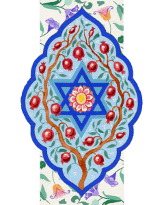 Caspi Acrylic Car Mezuzah - Magen Dovid (Pomegranates)