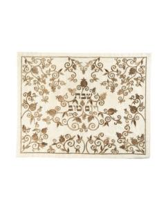 Machine Embroidered Challa Cover - Pomegranate Vine in Gold