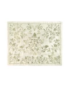 Machine Embroidered Challa Cover - Pomegranate Vine in Silver