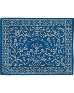 Machine Embroidered Challa Cover - Paper Cut Silver on Blue