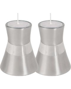Anodize Aluminum Shabbat Candlesticks - Small -  Silver