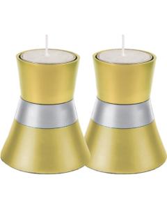 Anodize Aluminum Shabbat Candlesticks - Small - Gold