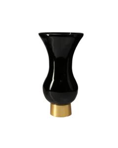 Black S-Shaped Glass Vase with Gold Base