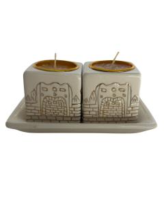 Karshi Ceramic Candle Holders With Tray