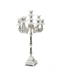 11 Branch Silverplated Traditional Candelabra-- 24"