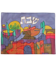 Silk Painted Challa Cover - Jerusalem dove