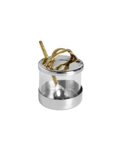 Glass Honey Dish with Stainless Steel Lid with Gold Embossed Handle