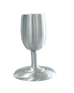 Aluminum Kiddush Cup and Plate - Silver