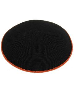 Knit Kippah Black/Orange - 17cm