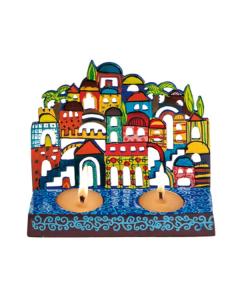 Flowers Laser Cut Hand Painted Candlesticks Jerusalem Design