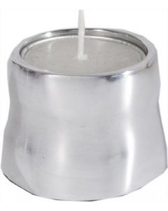 Anodized Aluminum Tea Light Single Candle Holder - Silver (Shiny) - Yair Emanuel Collection