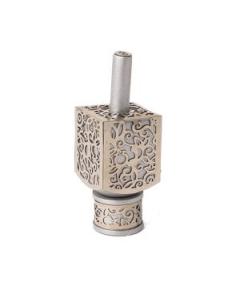 Emanuel Large Anodized Aluminum Dreidel with Metal Cutout Silver