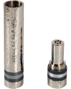 Hammered Nickel Travel Havdalah Set - Black Rings -Yair Emanuel Collection