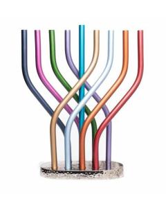 Multicolored Anodized Flame Menorah - Emanuel