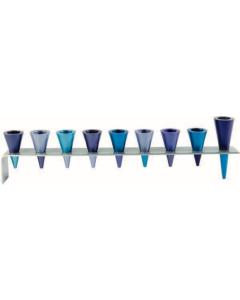 Metal Strip Cone Menorah - Blues - Yair Emauel Collection