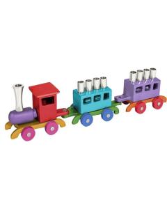 Anodized Chanukah Menorah, Train-- Multicolor   - Yair Emanuel Collection