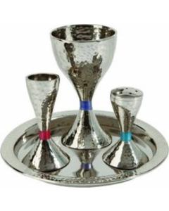 Nickel Havdalah Set - Hammer work - Silver -Yair Emanuel Collection