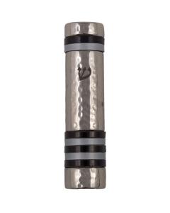 Hammered Mezuzah Case w/ Rings - Black (Yair Emanuel Collection)