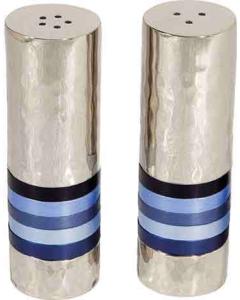 Nickle / Anodized Aluminum Hammered Salt and Pepper Shaker Set - Blues