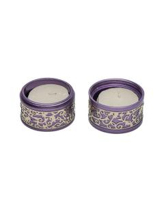 Emanuel Travel Candlestick W/ Metal Cutout - Purple - Yair Emanuel Collection