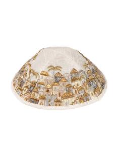 Yair Emanuel Embroidered Kippah Jerusalem -- Gold