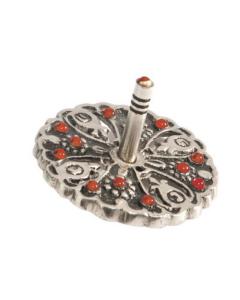 Metal and Stone Dreidel - Red