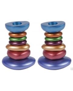 Anodizes Aluminum Shabbat Candlestick - Stone Tower Colors