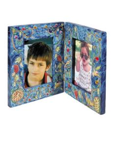 Wooden Painted Picture Frame (Double) - Peacock