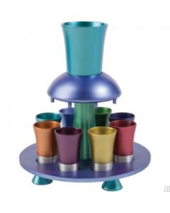 Anodize Aluminum Kiddush Fountain + Goblet + 8 Cups - Colorful