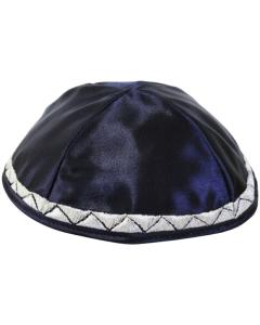 Kippah with Triangle Navy Satin