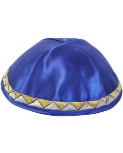 Kippah with Triangle Royal Blue Satin