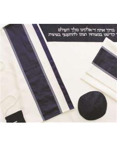 Polyester Tallis - Navy Blue/Silver - Galili Silks