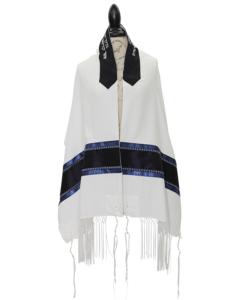 Viscose Tallis Blue With Macrame Fringes