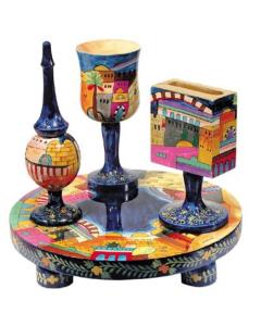 Wooden Havdallah Set - Jerusalem