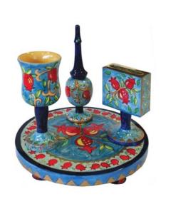 Wooden Havdallah Set - Pomegranates