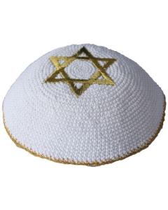 Knit Kippot - Magen Dovid (Gold) (Dozen)
