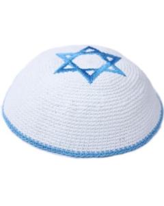 Knit Kippot - Magen Dovid (Light Blue) (Dozen)
