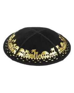 Gold Foil Jerusalem Border Kippah