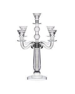 Crystal Candelabra with 5 Arms and Round Crystals in Center Stem