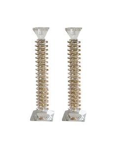 Stacked Design Crystal Candlesticks Set Large