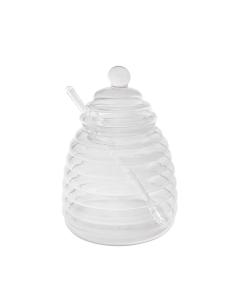 Hive Glass Honey Dish with spoon