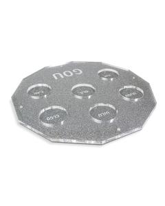 Lucite Seder Plate Hexagon Silver