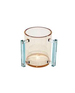 Amber Lucite Wash Cup with Teal Handles