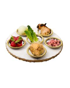 Round Marble Seder Tray with 6 Bowls