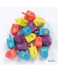Large Bold Painted Wood Dreidels with English Letters - Single