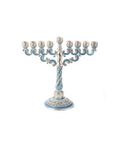 Jeweled Menorah - Turquoise 9" H