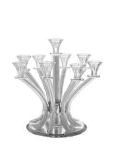 9 Branch Crystal Candelabra with Crushed Stones