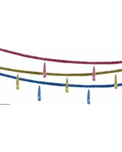 Heavy Tinsel Chain with Tassles Sukkah Decoration Assorted Colors